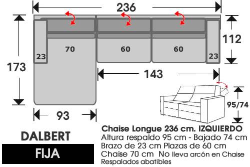 (248) ChaiseLongue 236cm. IZDO. Fija