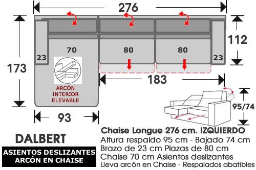 (248) ChaiseLongue 276cm. IZDO. Desliz.