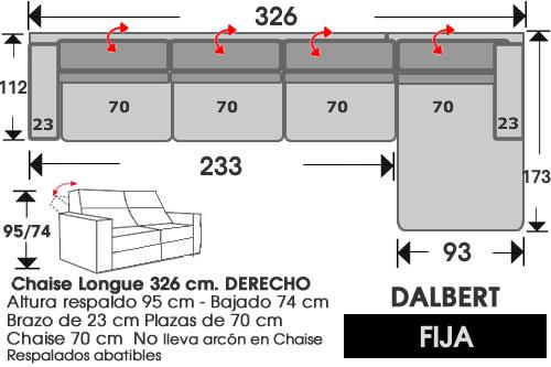 (248) ChaiseLongue 326cm. DCHO. Fija