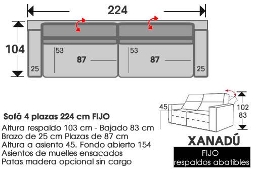 (250) Sofa 4plazas 224cm FIJO