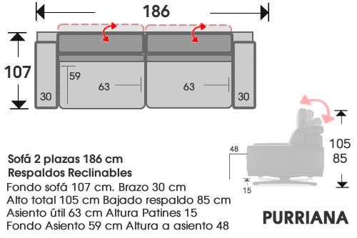 (252) Sofa 2plazas 186cm