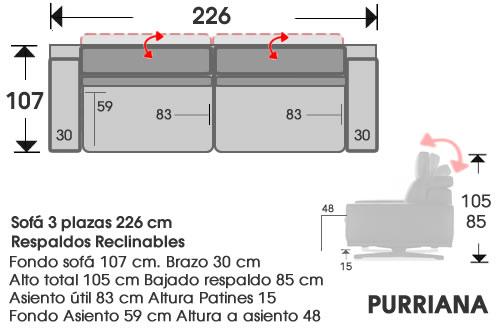 (252) Sofa 3plazas 226cm