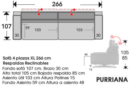 (252) Sofa 4plazas XL 266cm