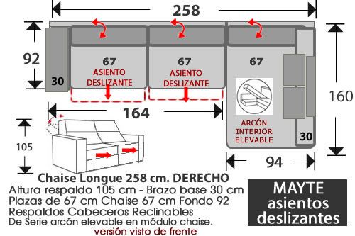 (263) ChaiseLongue 258cm DCHO.