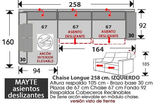 (263) ChaiseLongue 258cm IZDO.