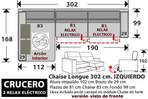 (270) ChaiseLongue 302cm. IZDO 2 Relax