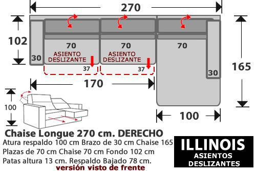 (274) ChaiseLongue 270 cm. DCHO 2 Desliz.