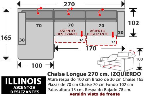 (274) ChaiseLongue 270 cm. IZDO 2 Desliz.