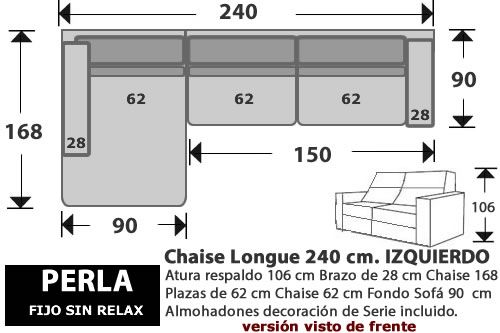 (275) ChaiseLongue 240cm. IZDO. Sin Relax