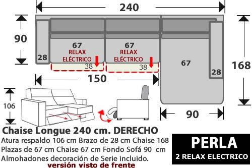 (275) ChaiseLongue 240cm. DCHO. 2 Relax