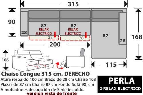 (275) ChaiseLongue 315cm. DCHO. 2 Relax