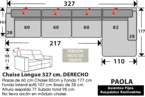 (288) Chaise Longue 327cm. DERECHO.