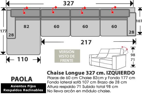(288) Chaise Longue 327cm. IZQUIERDO.
