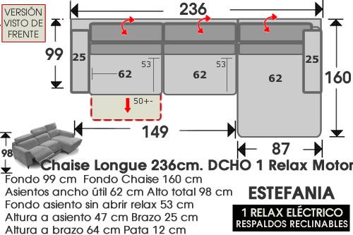 (296) Chaise Longue 236cm DCHO 1 RELAX