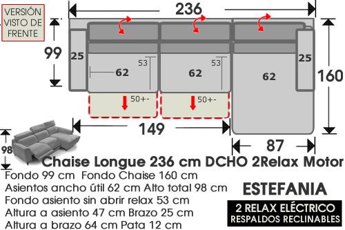 (296) Chaise Longue 236cm DCHO 2 RELAX