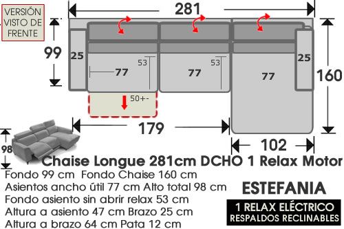 (296) Chaise Longue 281cm DCHO 1 RELAX