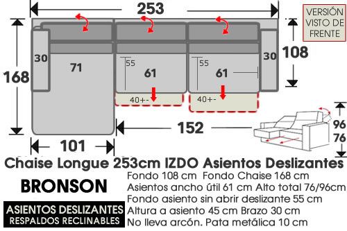 (299) ChaiseLongue 253cm IZDO Deslizantes