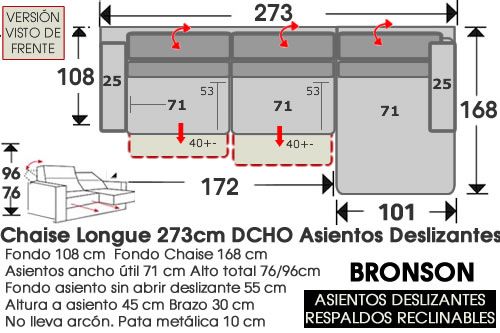 (299) ChaiseLongue 273cm DCHO Deslizantes