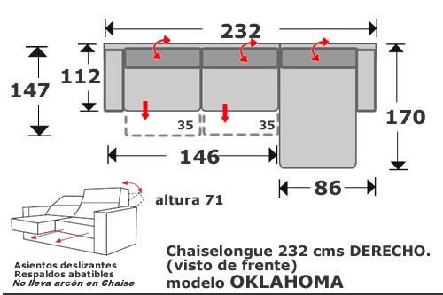 (106) ChaiseLongue 232cm Dcho