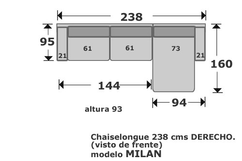 (121) ChaiseLongue 238cm Dcho