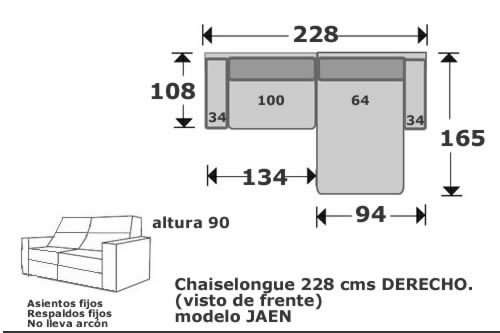 (151) ChaiseLongue 228cm Dcho