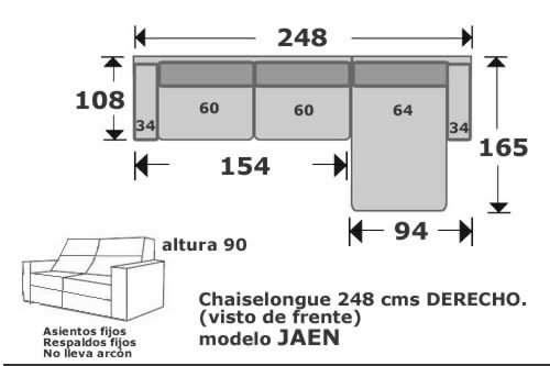 (151) ChaiseLongue 248cm Dcho
