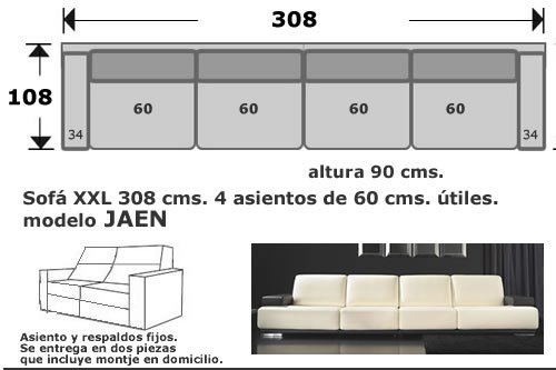 (151) Sofa 4p 308cm XXL