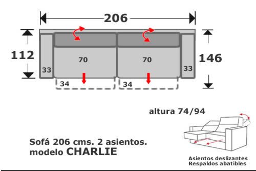 (155) Sofa 3Plazas 206 cm