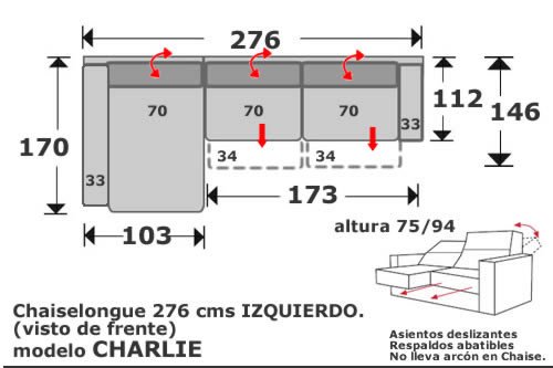 (155) ChaiseLongue 276cm Izdo